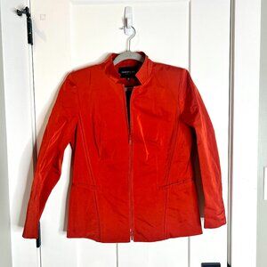 Lafayette 148 Zip Up Burnt Orange Blazer Jacket Classic Career Sz 10 Long Sleeve